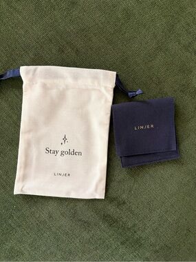 NWOT Linjer Navy and Cream Jewelry Pouch Set
